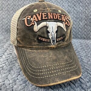 Cavender's Longhorn Skull Mens Brown Trucker Hat Distressed Western Cap OSFA